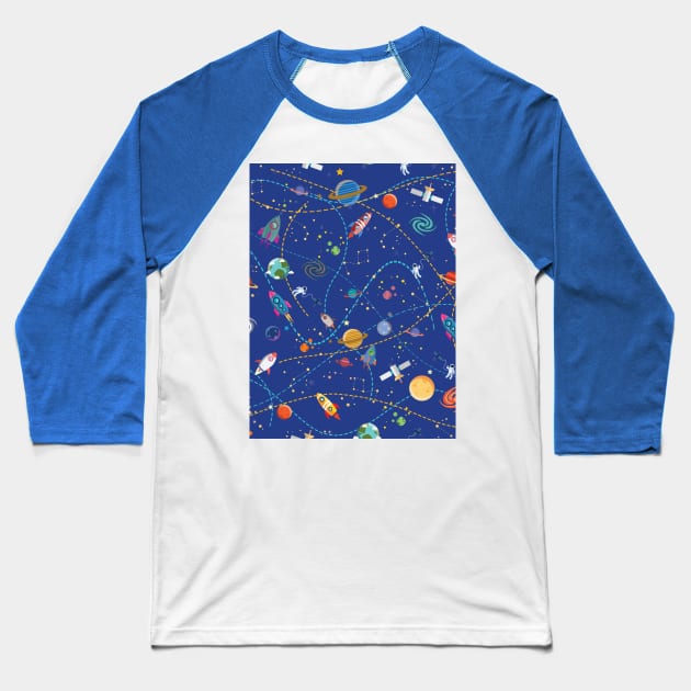 Space rocket pattern Baseball T-Shirt by Arch4Design